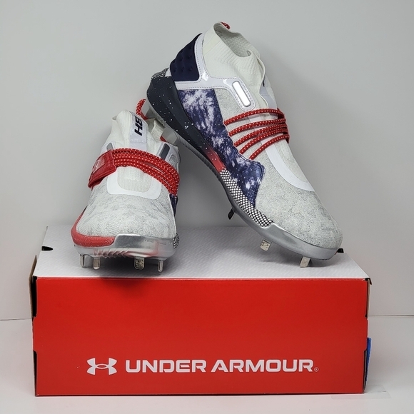 Under Armour Bryce Harper 8 Low ST USA Baseball Cleats 3026590-100 Men Sz 13 New - Picture 1 of 10